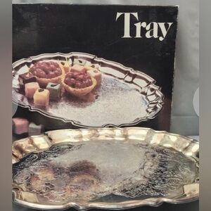 Leonard Silverplated Chippendale Tray 14” Footed 3” Vintage w/Box